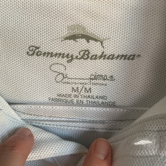Tommy Bahama Men Polo Shirt Medium White Pima Cotton Blend Logo Embroidered - Picture 3 of 5
